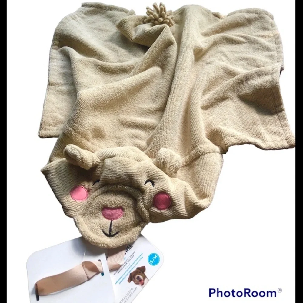 NWT hooded bear dog robe towel S/M